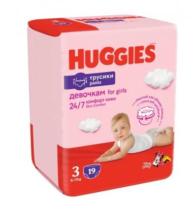 Купить huggies (хаггис) трусики-подгузники 3 для девочек 7-11кг 19шт в Заволжье