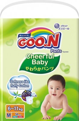 Купить goo.n (гуун) подгузники-трусики cheerful baby m 6-11кг 58 шт в Заволжье