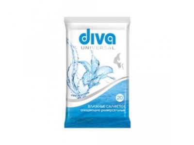 Купить diva (дива) салфетки влажные очищающие универсальные, 20 шт в Заволжье