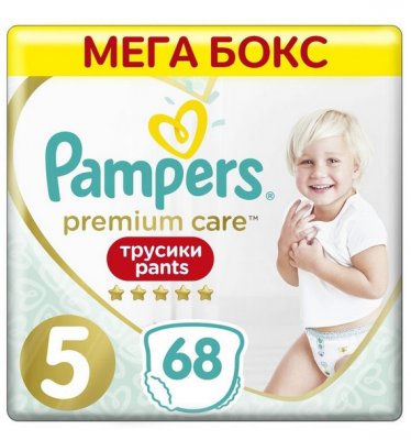 Купить pampers premium care (памперс) подгузники-трусы 5 юниор 12-17кг, 68шт в Заволжье