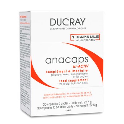 Купить дюкрэ анакапс (ducray аnacaps) три-актив для волос и кожи головы капсулы 30 шт бад в Заволжье