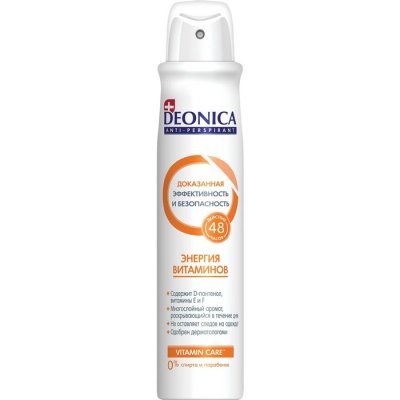 Купить deonica (деоника) дезодорант антиперспирант энергия витаминов спрей, 200мл в Заволжье