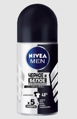 Купить nivea (нивея) для мужчин дезодорант шариковый невидимый черное и белое original, 50мл в Заволжье