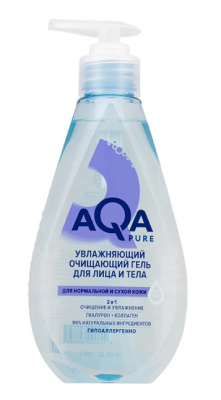 Купить aqa рure (аква пьюр) гель для лица и тела увлажняющий очищающий для нормальной и сухой кожи, 250 мл в Заволжье
