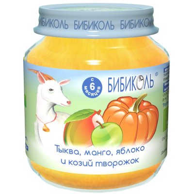 Купить бибиколь пюре тыква/манго/яблоко/козий творожок 125г  в Заволжье