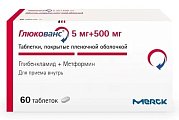 Купить глюкованс, таблетки, покрытые пленочной оболочкой, 500мг+5мг, 60 шт в Заволжье