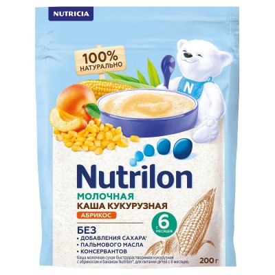 Купить nutrilon (нутрилон) каша молочная кукурузная с абрикосом с 6 месяцев, 200г в Заволжье