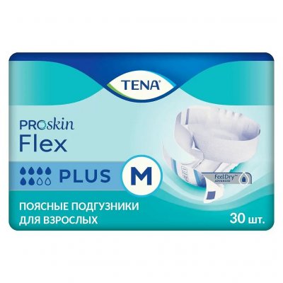 Купить tena (тена) подгузники, proskin flex plus размер m, 30 шт в Заволжье