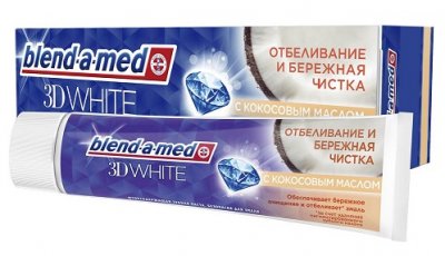 Купить бленд-а-мед (blend a med)зубная паста 3d вайт отбеливание и бережная чистка с кокосовым маслом 100мл в Заволжье