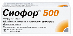Купить сиофор 500, таблетки, покрытые пленочной оболочкой 500мг, 60 шт в Заволжье