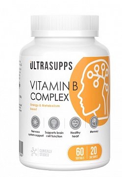UltraSupps (Ультрасаппс) Витамины группы В, капсулы массой 430мг, 60 шт БАД
