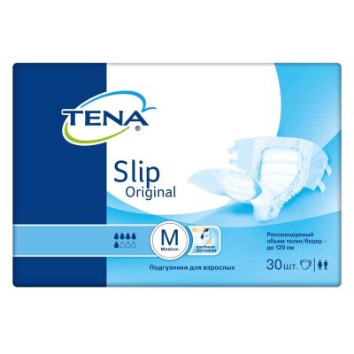 Купить tena slip оriginal (тена) подгузники для взрослых, размер m (обхват талии/бедра от 80см до 120см), 30 шт в Заволжье