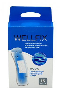 Купить пластырь веллфикс (wellfix) водонепроницаемый медицинский на полимерной основе aqua, 15 шт в Заволжье