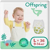 Купить offspring (оффспринг) подгузники-трусики детские размер l, 9-14 кг 36 шт авокадо в Заволжье