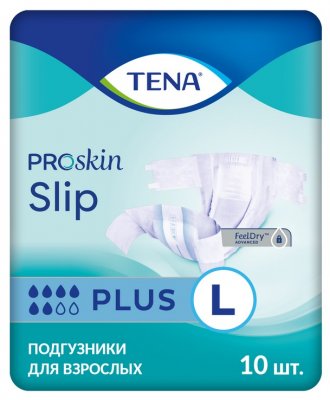 Купить tena proskin slip plus (тена) подгузники размер l, 10 шт в Заволжье