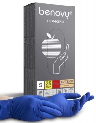 Купить перчатки benovy смотровые латексные нестерильные неопудрен повышенной прочности размер s 25 пар в Заволжье