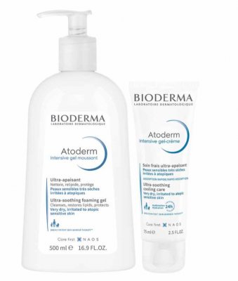 Купить bioderma atoderm (биодерма) набор: очищение и уход атодерм гель интенсив, 500 мл+ атодерм гель-крем, 75 мл. в Заволжье