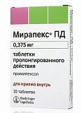 Мирапекс ПД, таблетки пролонгированного действия 0,375мг, 10 шт