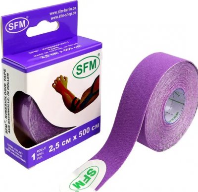 Купить лента (тейп) кинезиологическая sfm-plaster на хлопковой основе  2,5см х 5м фиолетовый в Заволжье