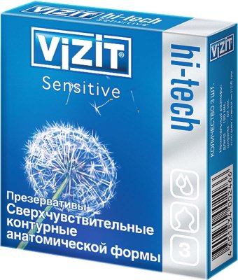 Купить vizit (визит) презервативы hi-tech sensitive сверхчувствительные 3шт в Заволжье
