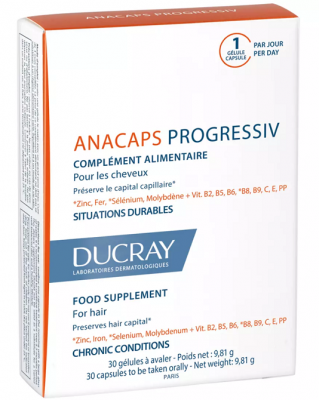 Купить дюкрэ анакапс (ducray аnacaps) прогрессив для волос и кожи головы капсулы 30 шт бад в Заволжье