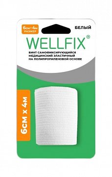 Бинт когезивный самофиксирующийся Веллфикс (Wellfix) 6см х 4м белый 1 шт.