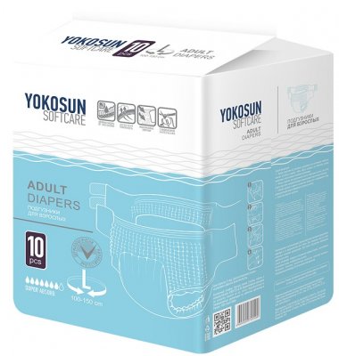 Купить yokosun (йокосан) подгузники на липучках для взрослых размер l, 10шт (объем 100-150см) в Заволжье