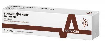 Купить диклофенак-акрихин, гель для наружного применения 1%, 40г в Заволжье