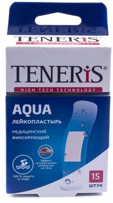 Купить пластырь teneris aqua (тенерис) водостойкий фиксирующий полимерная основа, 15 шт в Заволжье