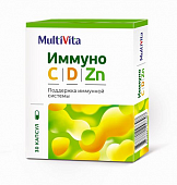 Купить multivita (мультивита) иммуно с,d,zn, капсулы 30шт бад в Заволжье