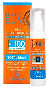 Флоресан (Floresan) Beauty Sun крем солнцезащитный полный блок, 75мл SPF-100