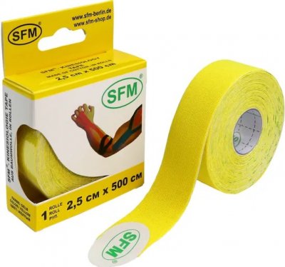 Купить лента (тейп) кинезиологическая sfm-plaster на хлопковой основе  2,5см х 5м желтый в Заволжье
