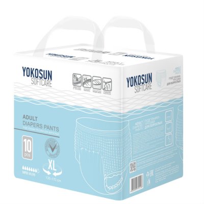 Купить yokosun (йокосан) подгузники-трусики для взрослых размер xl (объем 130-170см) 10 шт в Заволжье