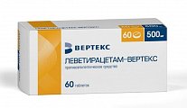Купить леветирацетам-вертекс, таблетки покрытые пленочной оболочкой 500 мг, 60 шт в Заволжье