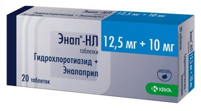 Купить энап-нл, таблетки 10мг+12,5мг, 20 шт в Заволжье