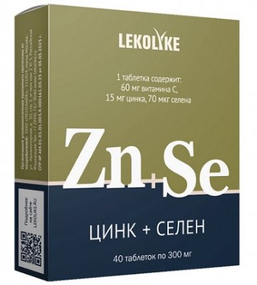 Купить цинк+селен леколайк, таблетки 300мг, 40 шт бад в Заволжье