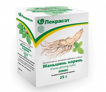 Женьшень корень (Panax ginseng radix) плюс, пачка 25 г БАД