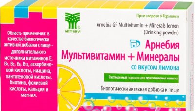 Купить арнебия мультивитамин+минералы, порошок со вкусом лимона, пакет 5г 10 шт бад в Заволжье