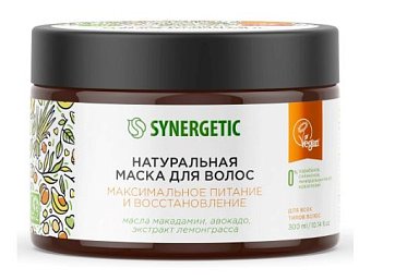 Synergetic (Синергетик) маска для волос натуральная максимальное питание и восстановление, 300 мл