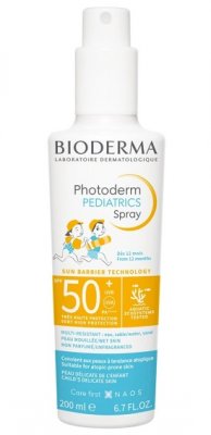 Купить bioderma photoderm рediatrics (биодерма фотодерм) спрей для лица и тела для детей солнцезащитный 200мл, spf50+ в Заволжье