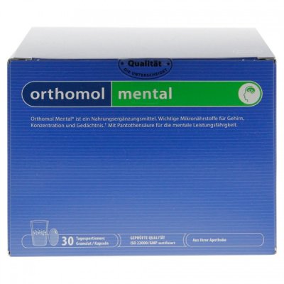 Купить orthomol mental (ортомол ментал), саше (порошок+капсулы 3шт), 30шт бад/на 30 дней в Заволжье