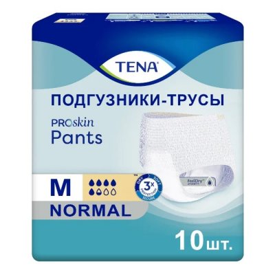 Купить tena (тена) подгузники-трусы, proskin pants normal размер м, 10 шт в Заволжье