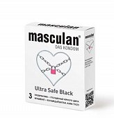 Купить masculan (маскулан) презервативы утолщенные черного цвета black ultra safe 3шт в Заволжье
