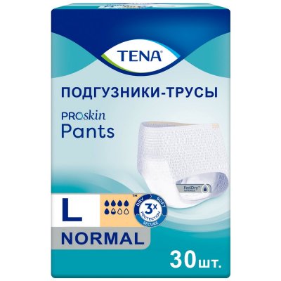 Купить tena proskin pants normal (тена) подгузники-трусы размер l, 30 шт в Заволжье
