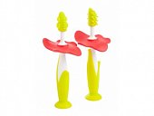 Купить roxy-kids (рокси-кидс) зубная щетка-массажер с ограничителем с 4 месяцев, 2 шт цветочек в Заволжье
