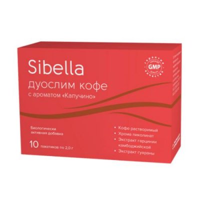 Купить sibella (сибелла) дуослим кофе с ароматом капучино, пакет-саше 2г, 10 шт бад в Заволжье