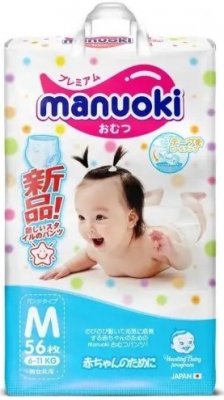 Купить manuoki (мануоки) подгузники-трусики детские, размер m 6-11кг, 56 шт в Заволжье