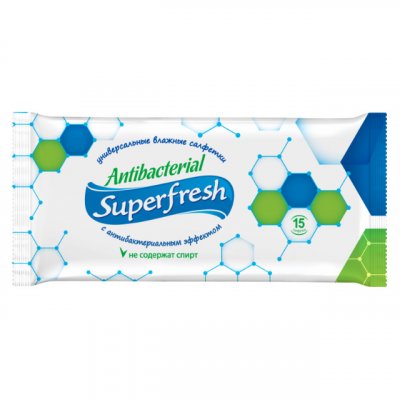 Купить superfresh (суперфреш) салфетки влажные антибактериальные 15шт в Заволжье