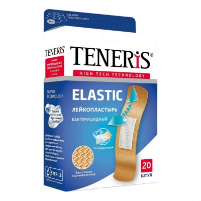 Купить пластырь teneris elastic (тенерис) бактерицидный ионы ag тканевая основа, 20 шт в Заволжье