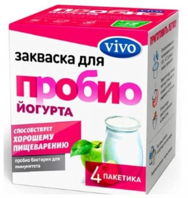 Купить vivo (виво) закваска для пробио йогурта, пакетики 0,5г, 4 шт в Заволжье